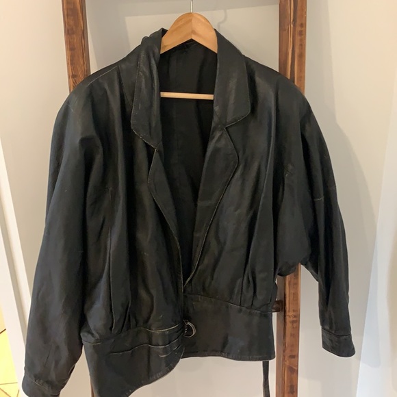Bomber 1980s Vintage leather jacket - Picture 3 of 6